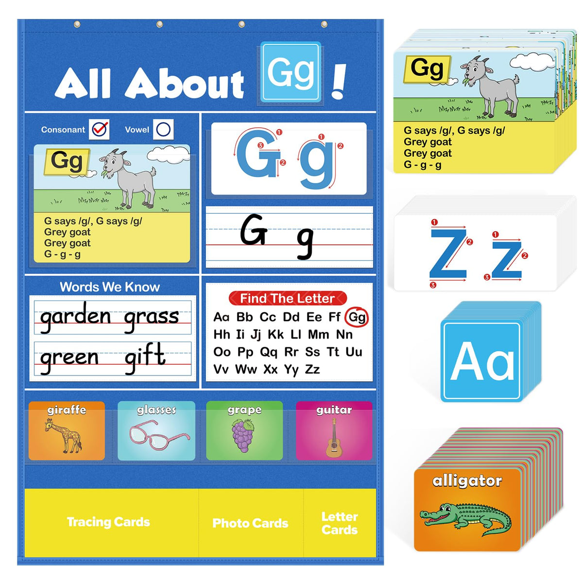 Torlam Alphabet Pocket Chart with A–Z letters for hands-on learning.