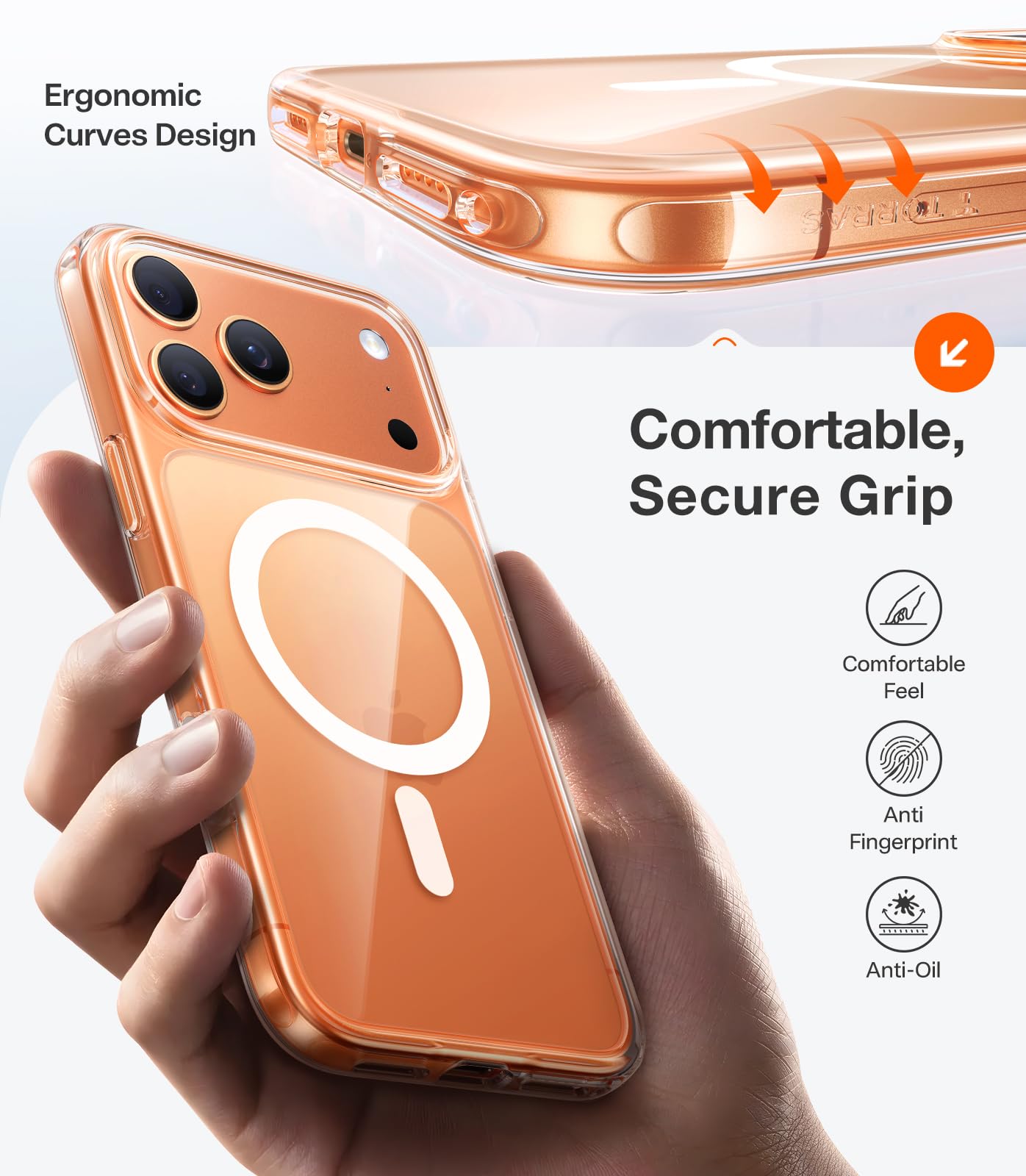 Three-color button options for refreshed look on the TORRAS case.