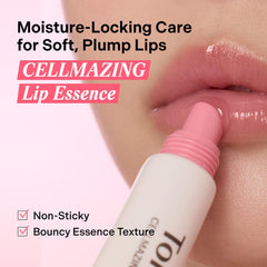 Torriden CELLMAZING closeup of smooth lip texture after application