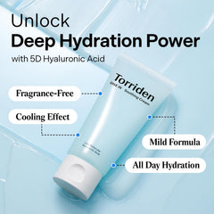 Torriden DIVE IN gel texture close-up emphasizing a non-sticky, smooth finish.