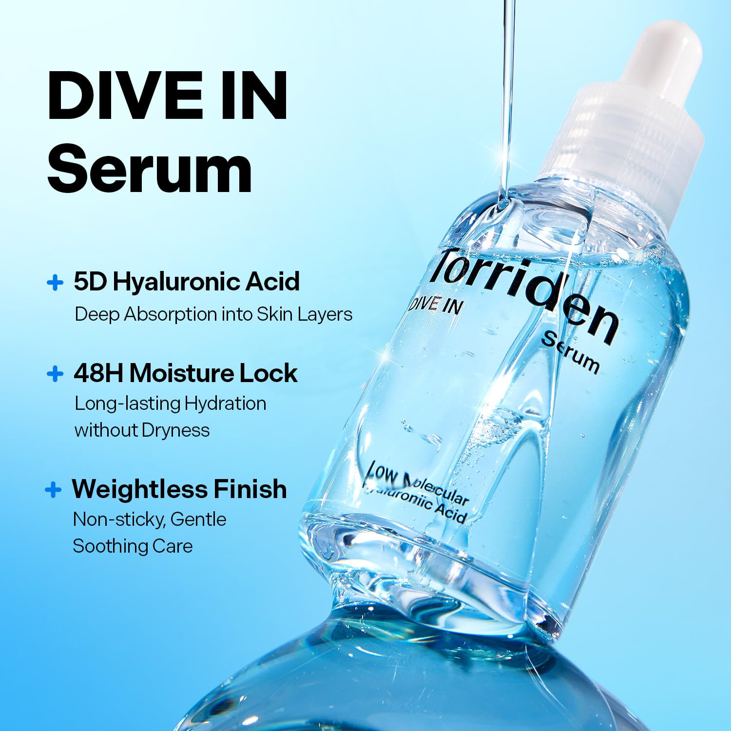 Torriden DIVE IN Serum pump dispenses lightweight hydration