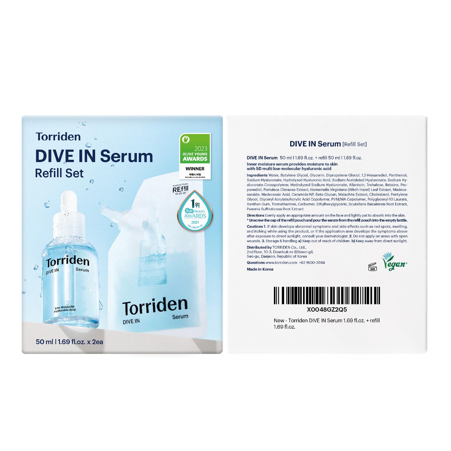 Torriden DIVE IN Serum skin swatch illustrating a dewy glow