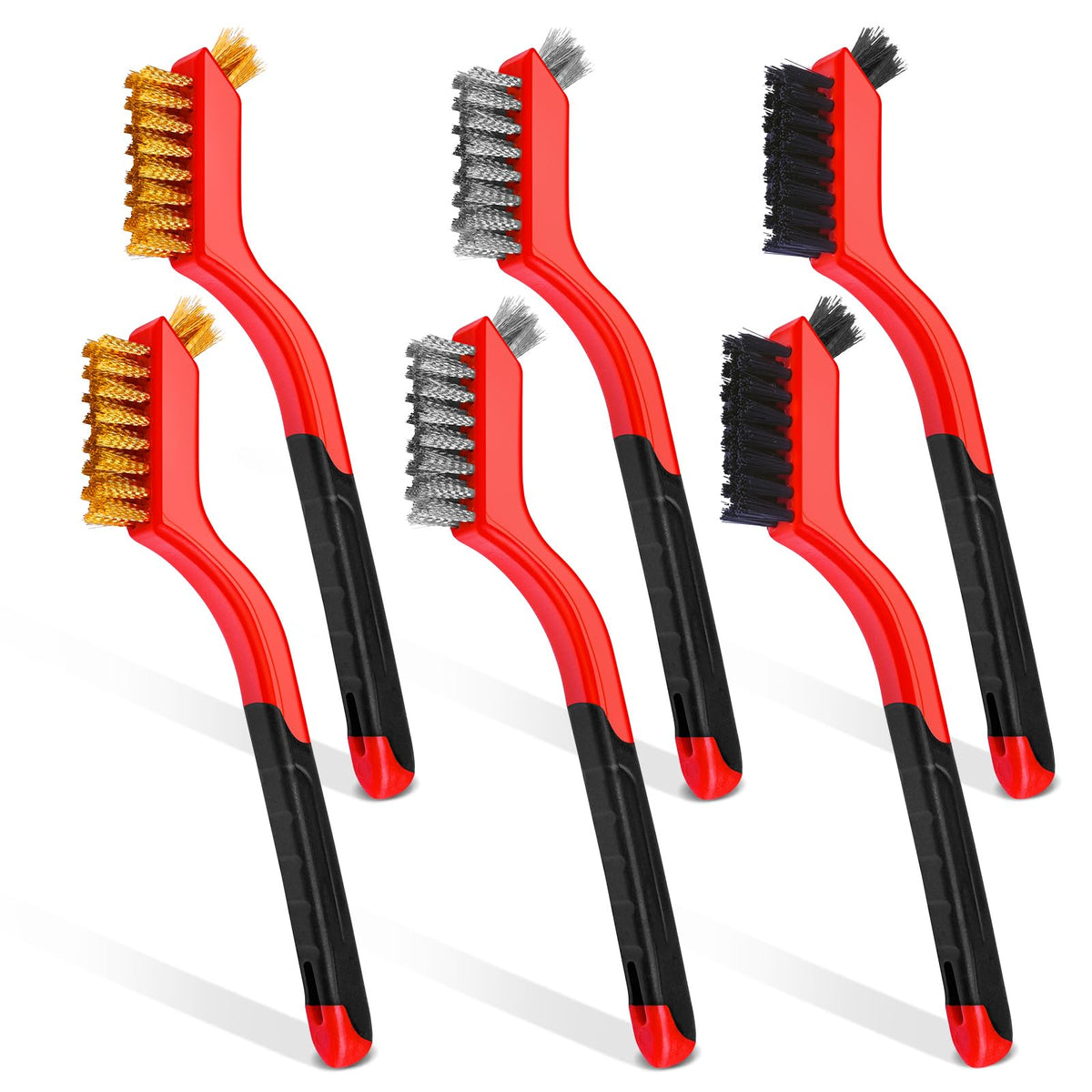 Toseery brass wire brush close-up for rust removal and detailed scrubbing.