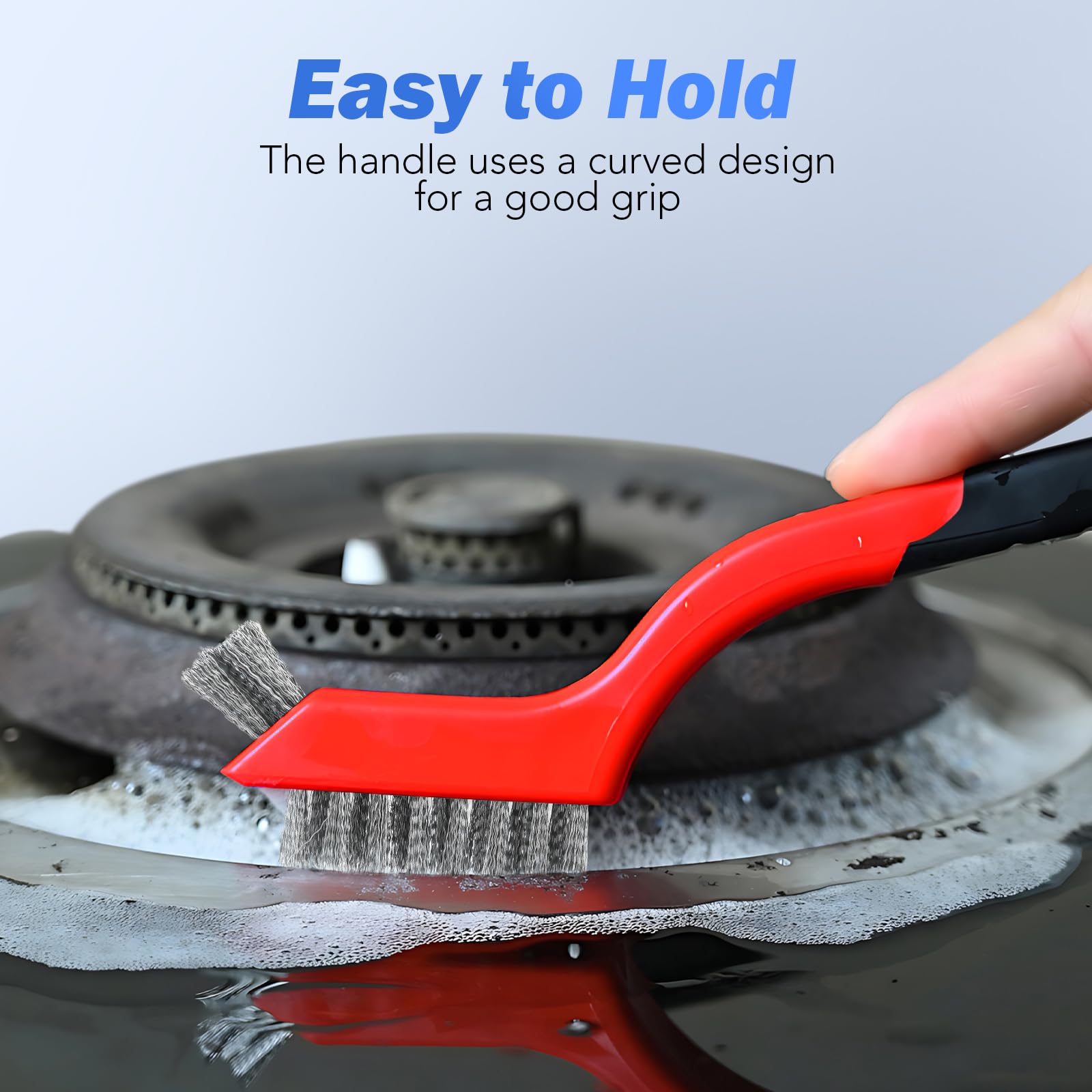 Toseery curved-handle design provides comfortable grip during scrubbing.