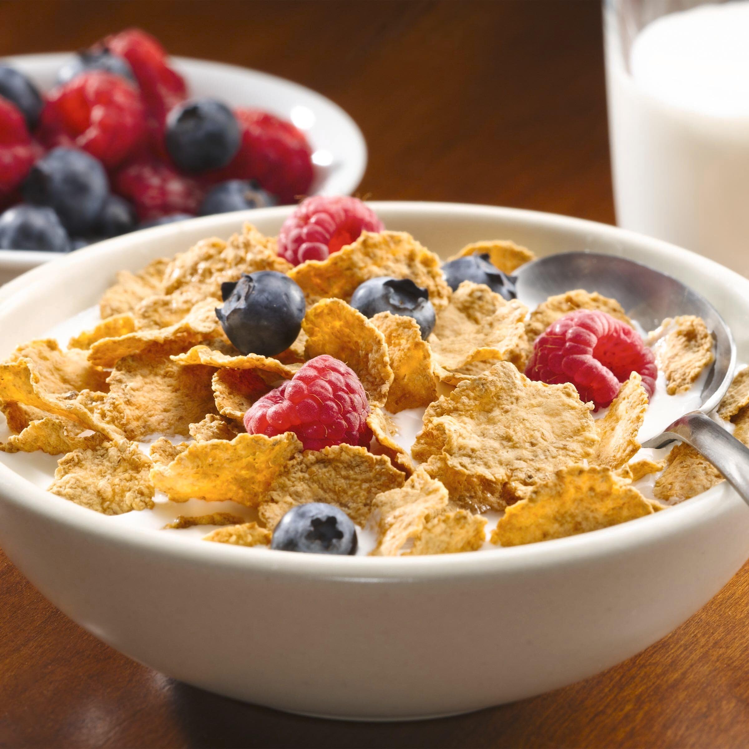 Total Breakfast Cereal served in a bowl with milk