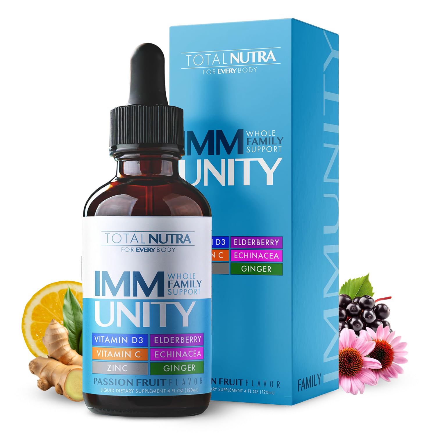 Total Nutra Total Immune 6in1 liquid bottle for daily wellness.