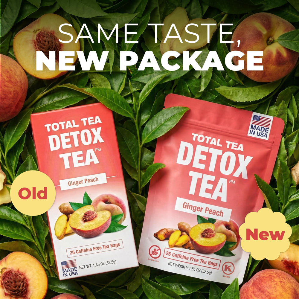 Total Tea Slimming Detox Tea ginger-peach flavor provides refreshing taste.