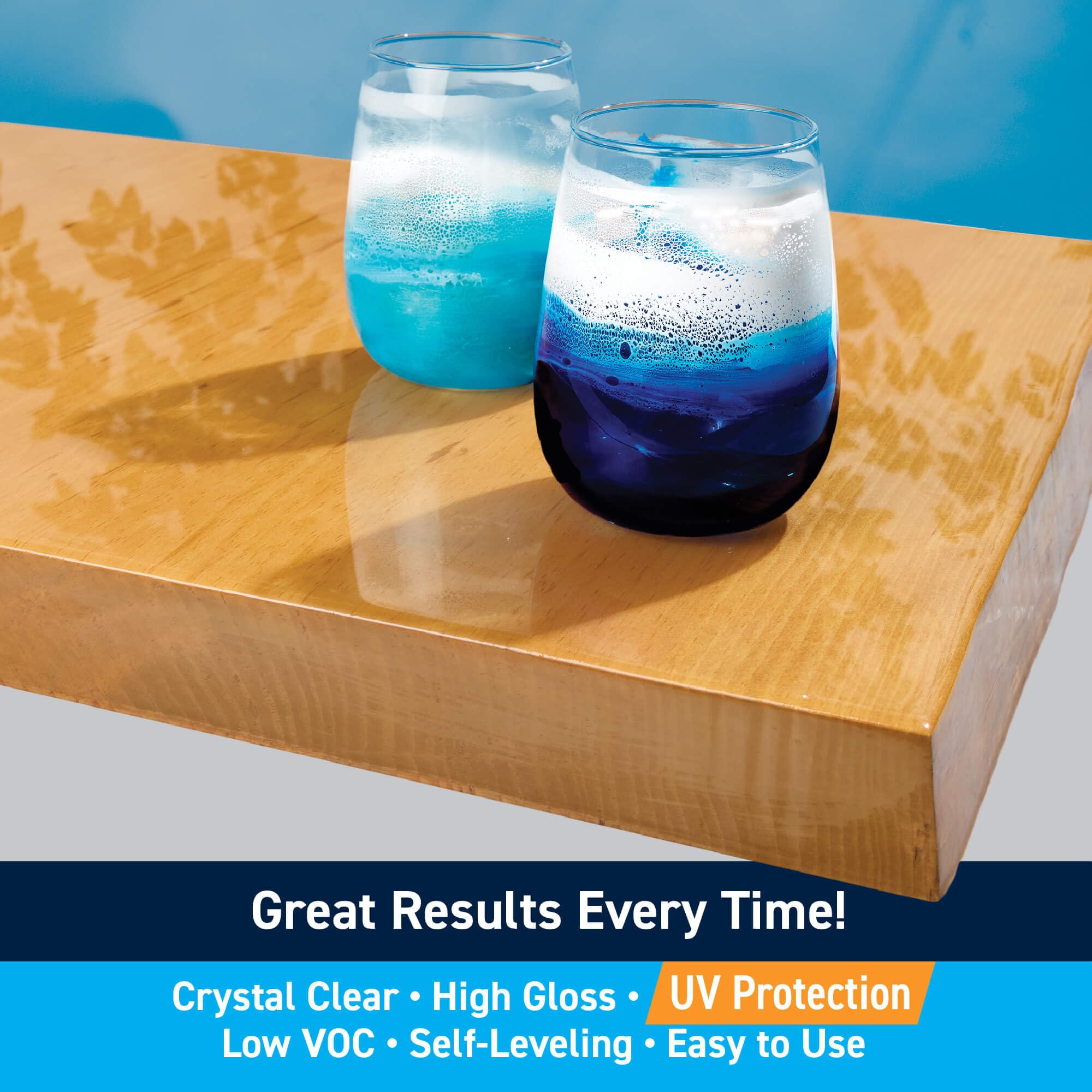 TotalBoat TableTop epoxy glossy finish on wood furniture delivers a lasting high-gloss shine.
