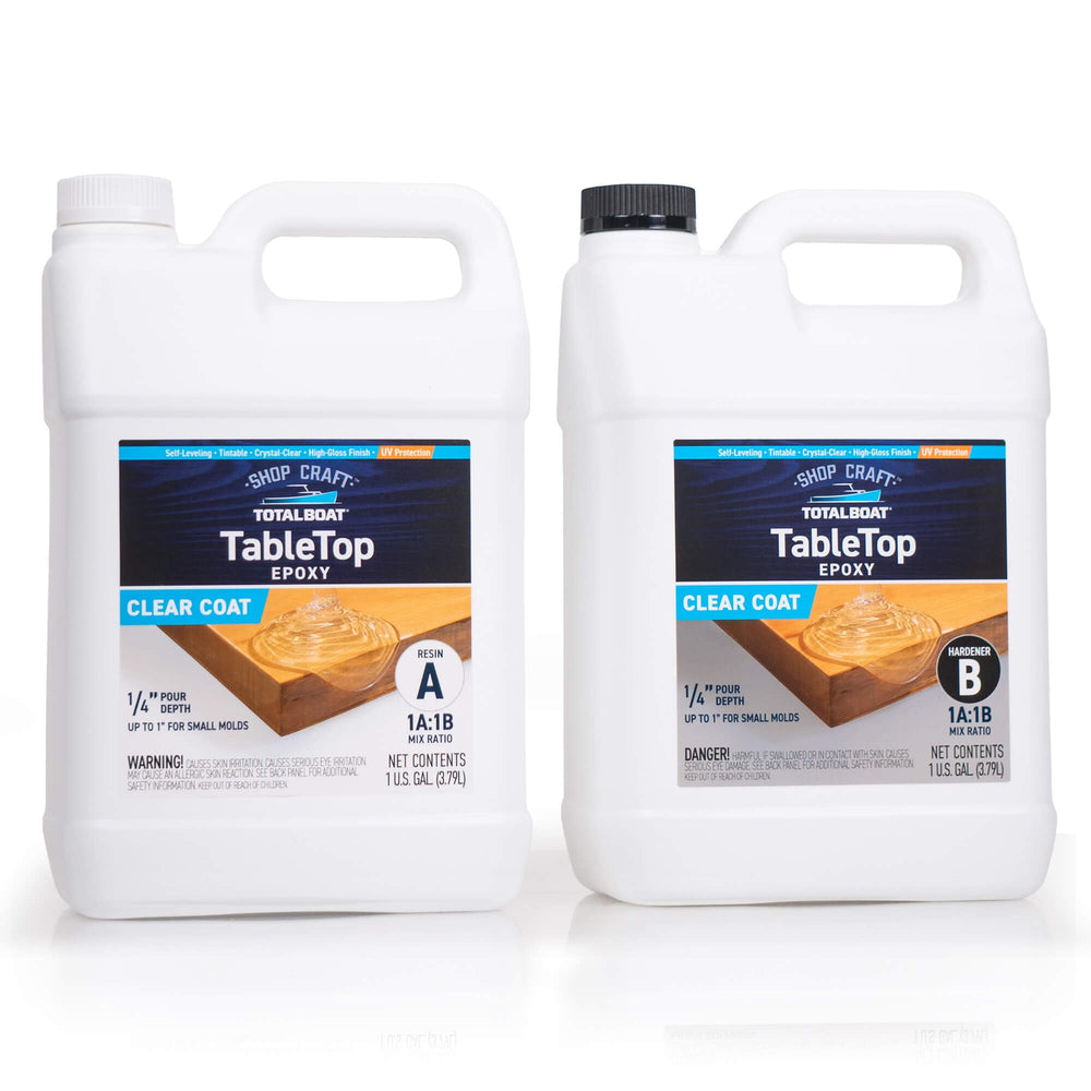 TotalBoat TableTop epoxy pour demonstrates crystal-clear coating for bar tops and tabletops.