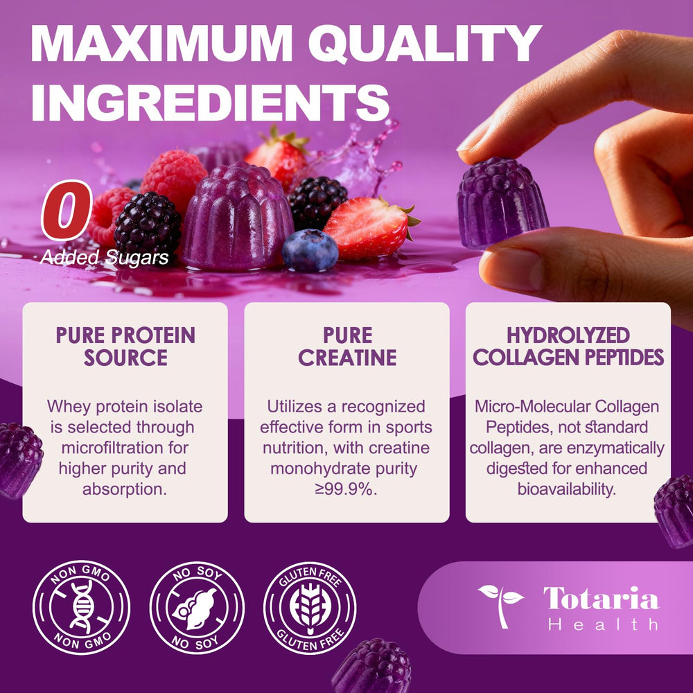 Totaria 0-sugar label closeup communicates guilt-free nutrition for daily use.