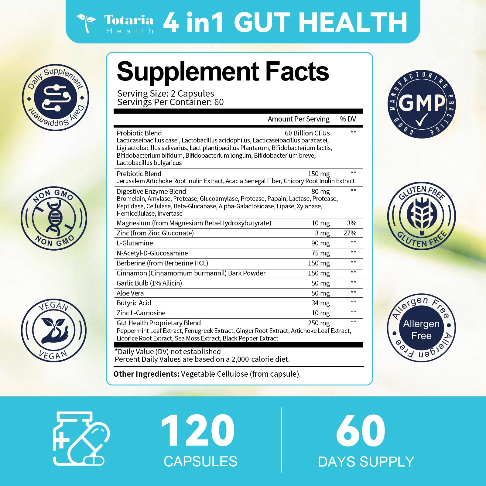 Totaria GMP-certified and third-party lab-tested seal on packaging.