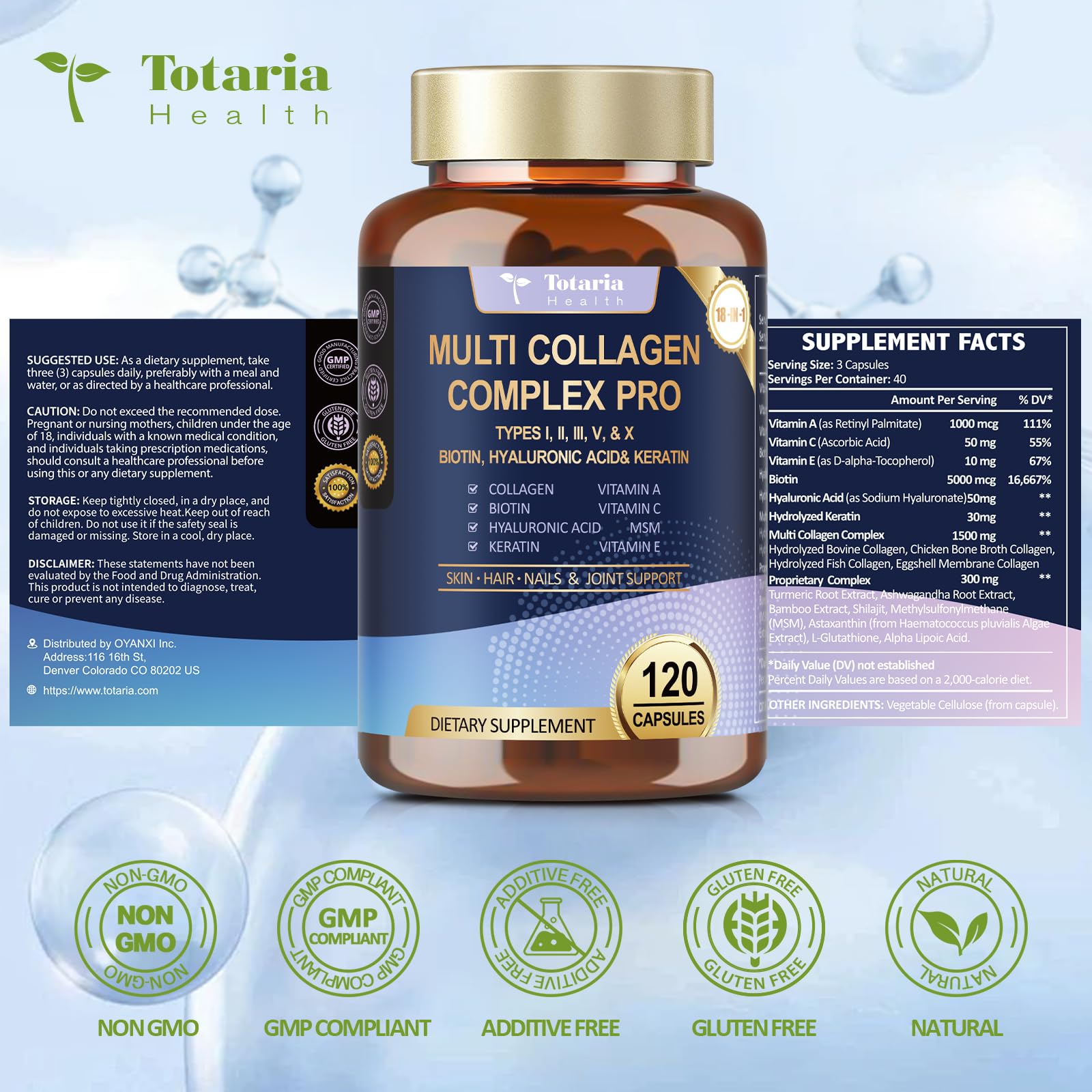 Totaria 18-in-1 travel-friendly bottle ready for daily routines on the go.