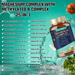 Totaria 25-in-1 magnesium complex capsules closeup highlighting vegan capsules