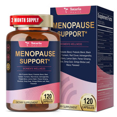 Totaria 40in1 menopause bottle front showing vegan capsules for balance and daily support.