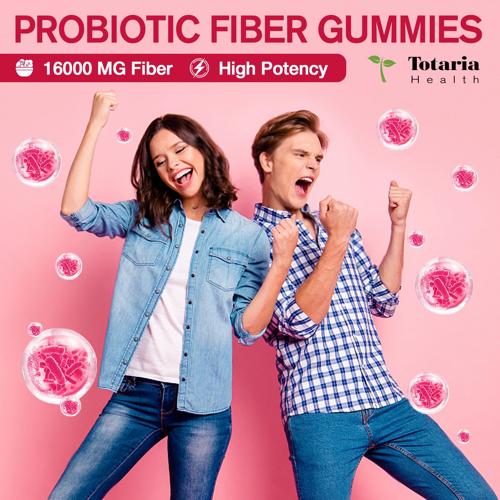 Totaria apple flavor gummies closeup showing tasty fiber support for gut health