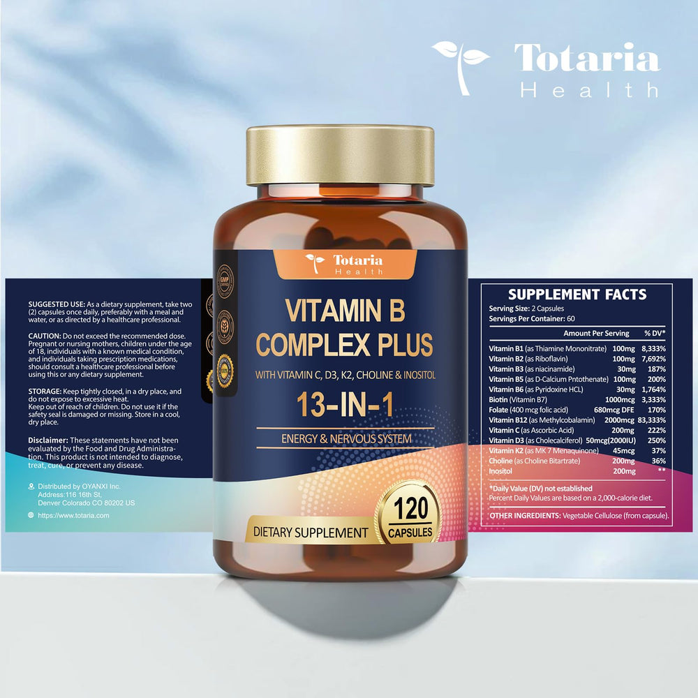 Totaria B complex bottle pour illustrating easy daily dosage