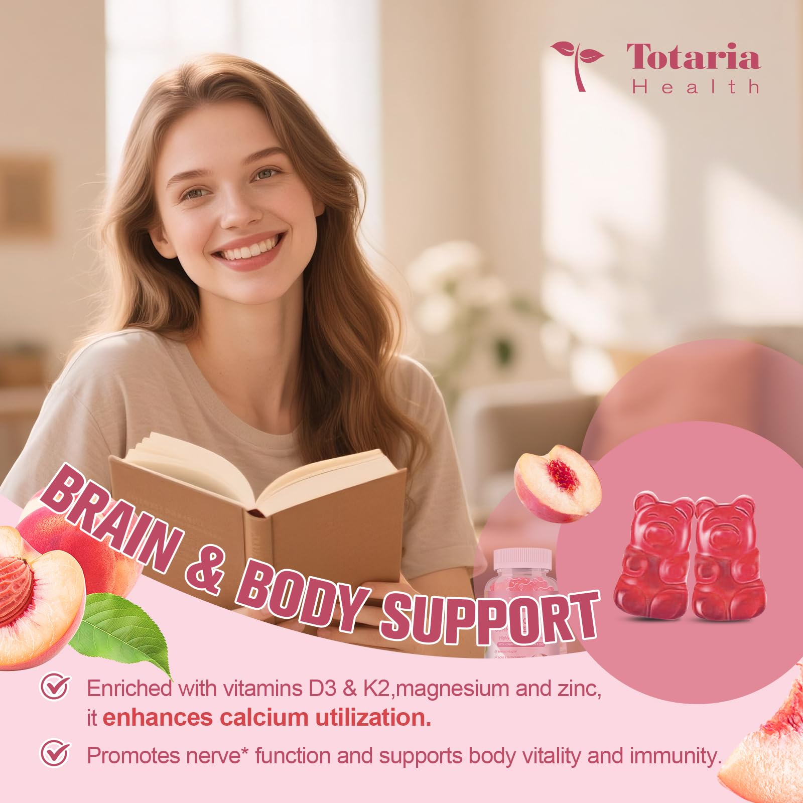 Totaria bone density support 1200mg calcium for stronger teeth and bones
