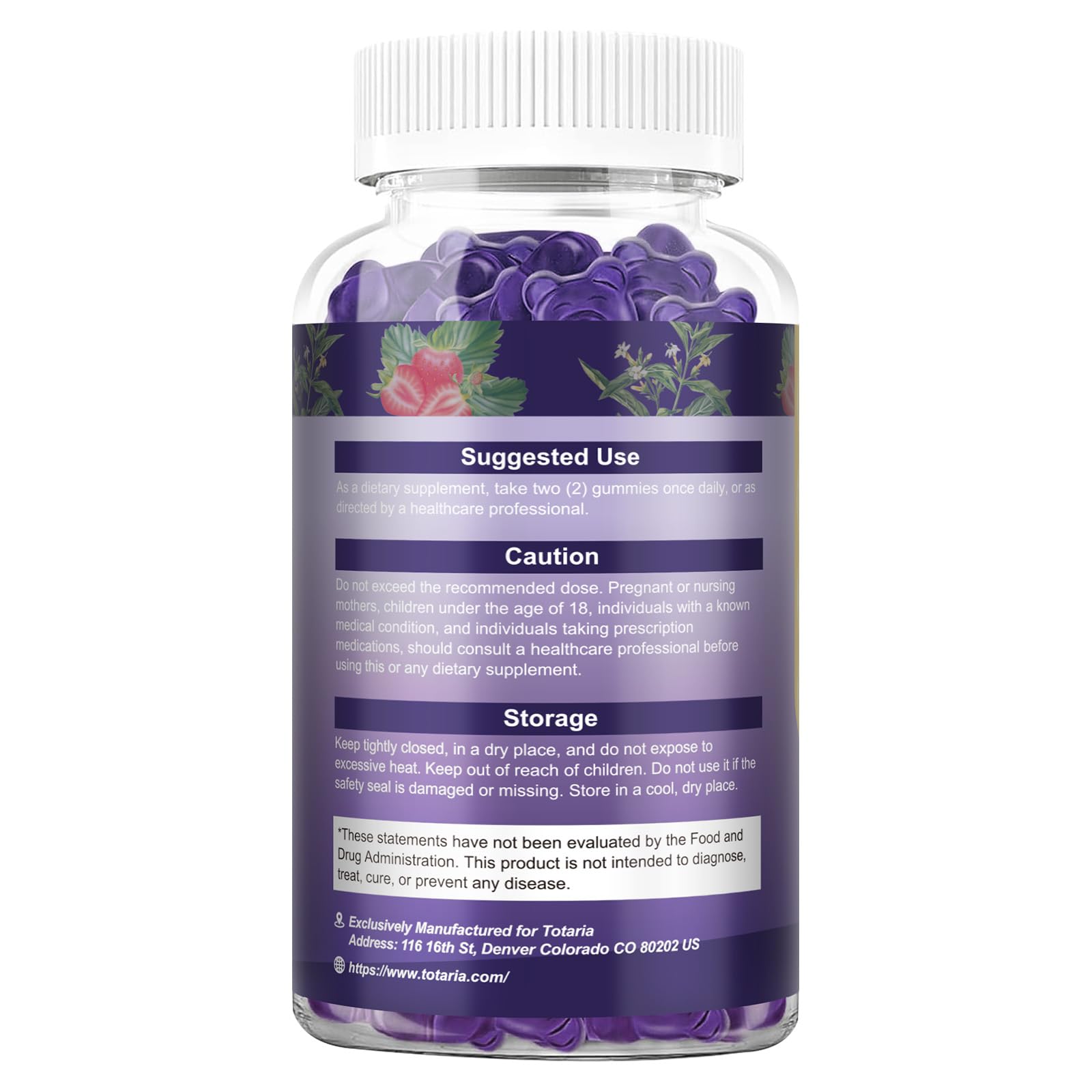 Totaria Cortisol Gummies nighttime-relaxation blend on dark background