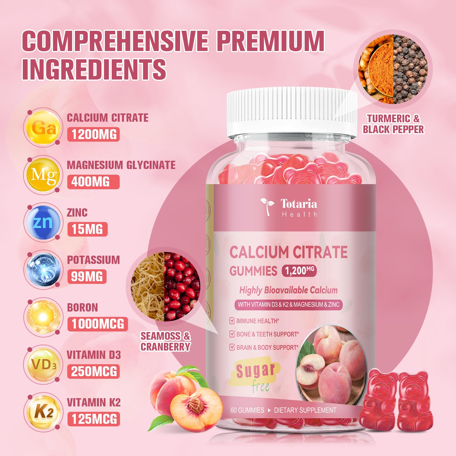 Totaria d3 k2 magnesium zinc gummies for balanced daily minerals
