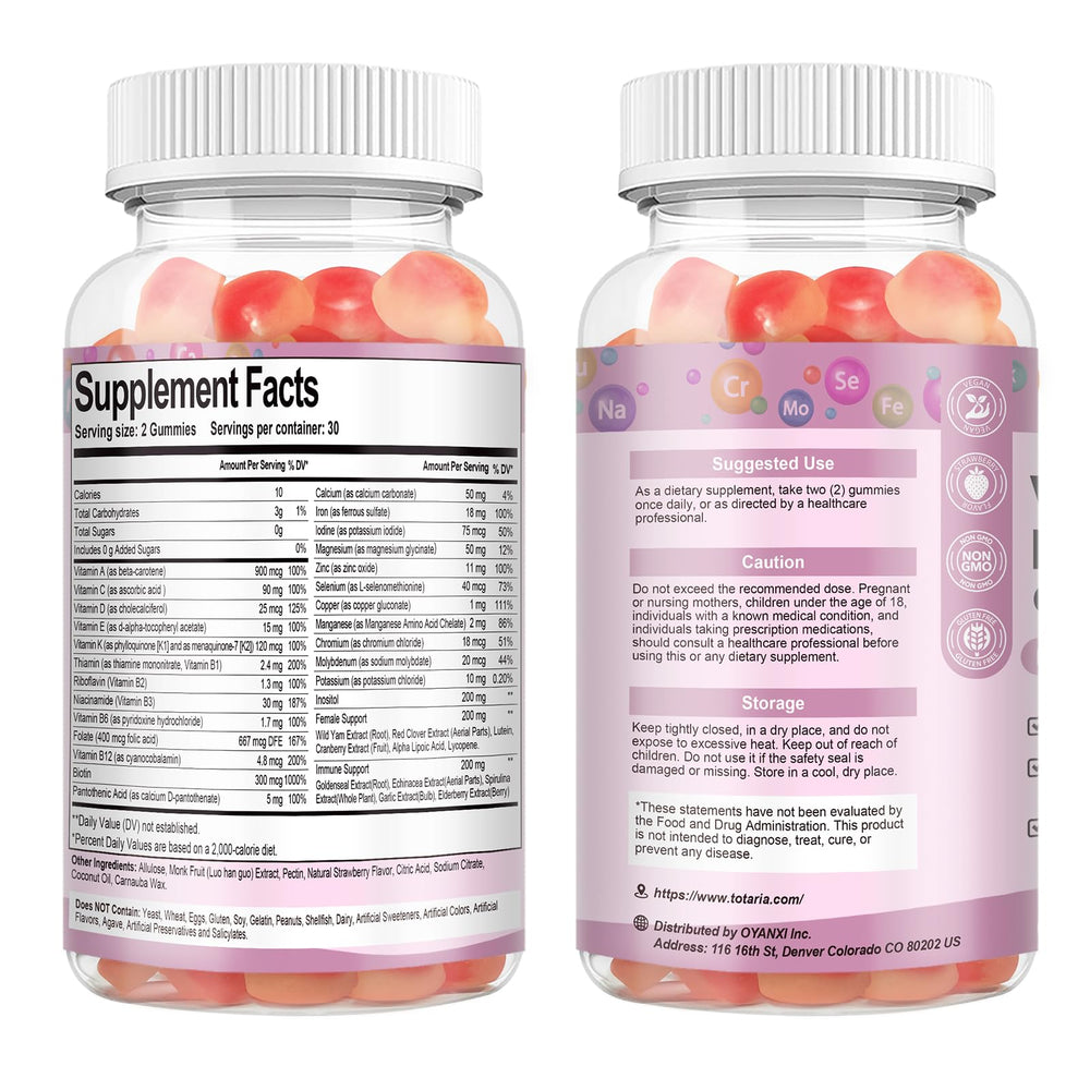 Totaria daily-use guide shows two gummies per day.