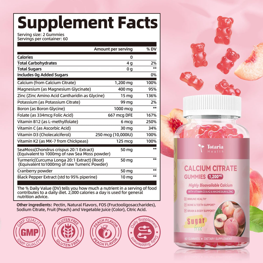 Totaria easy to chew peach flavor gummies for daily nutrition