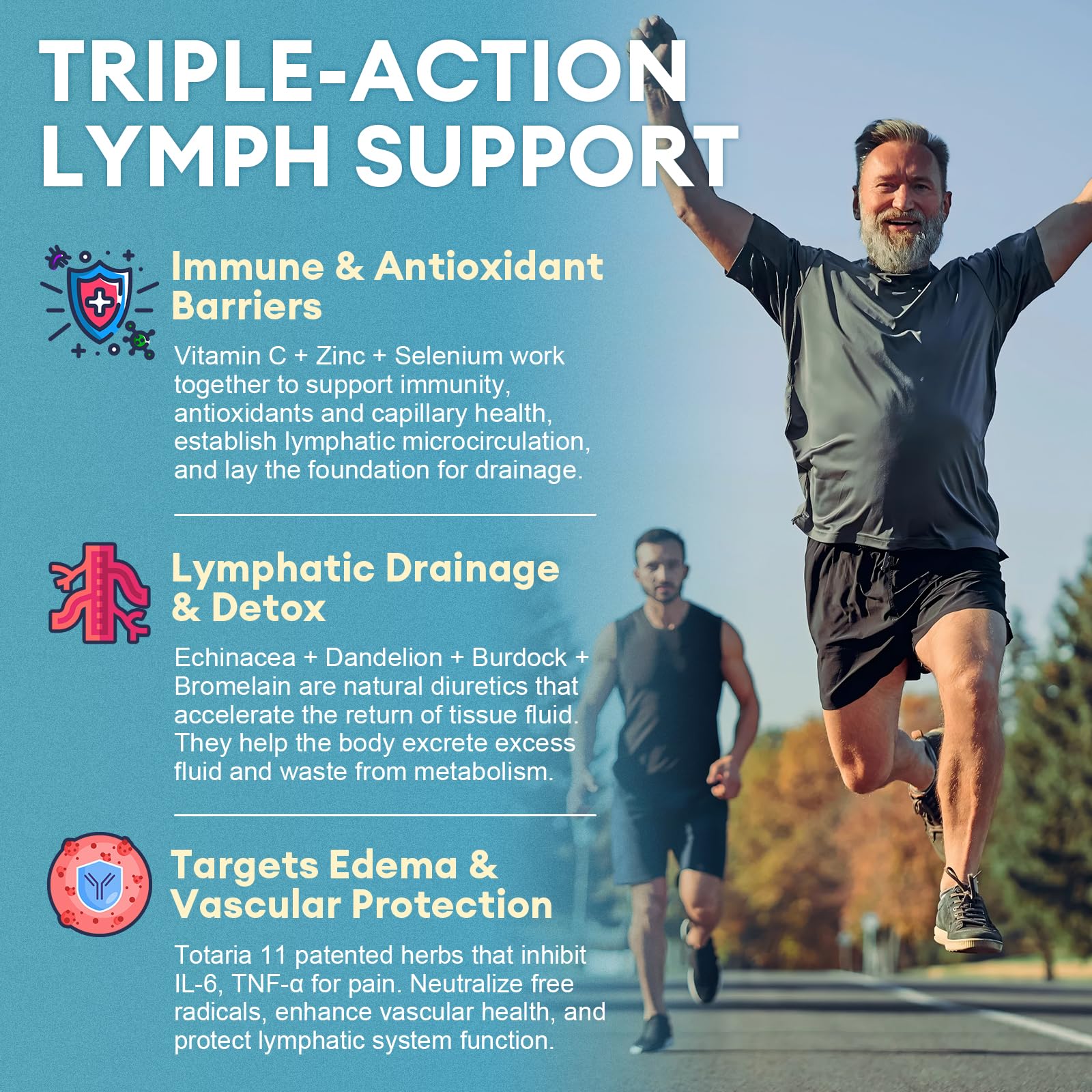 Totaria Lymphatic Drainage capsules support immune health with vitamin C, zinc, and selenium.