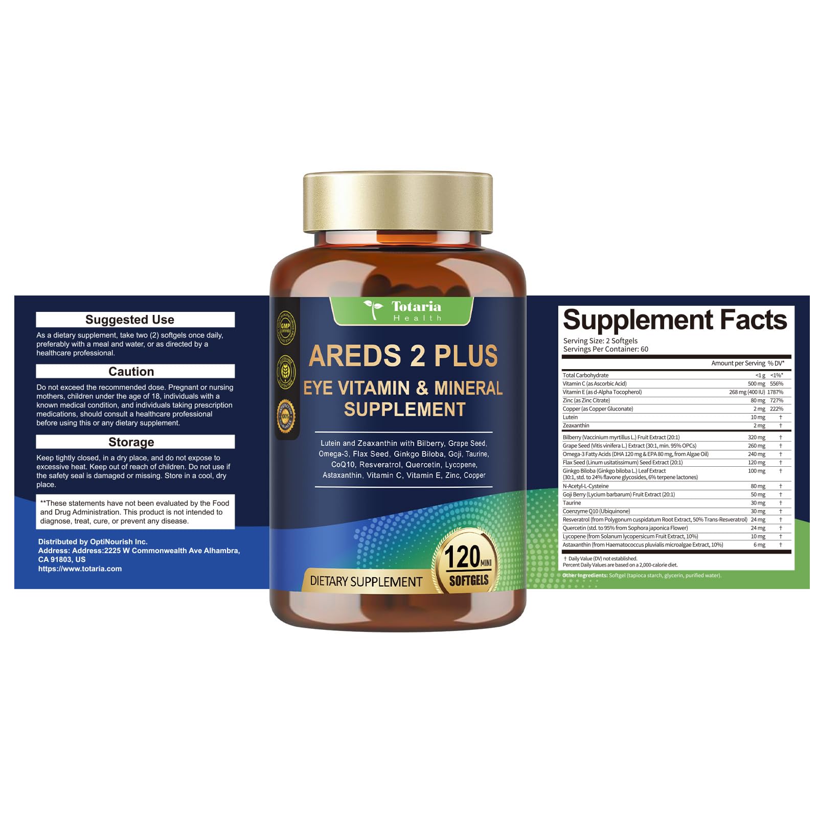 Totaria nutrition facts graphic highlights a 19-in-1 formula.