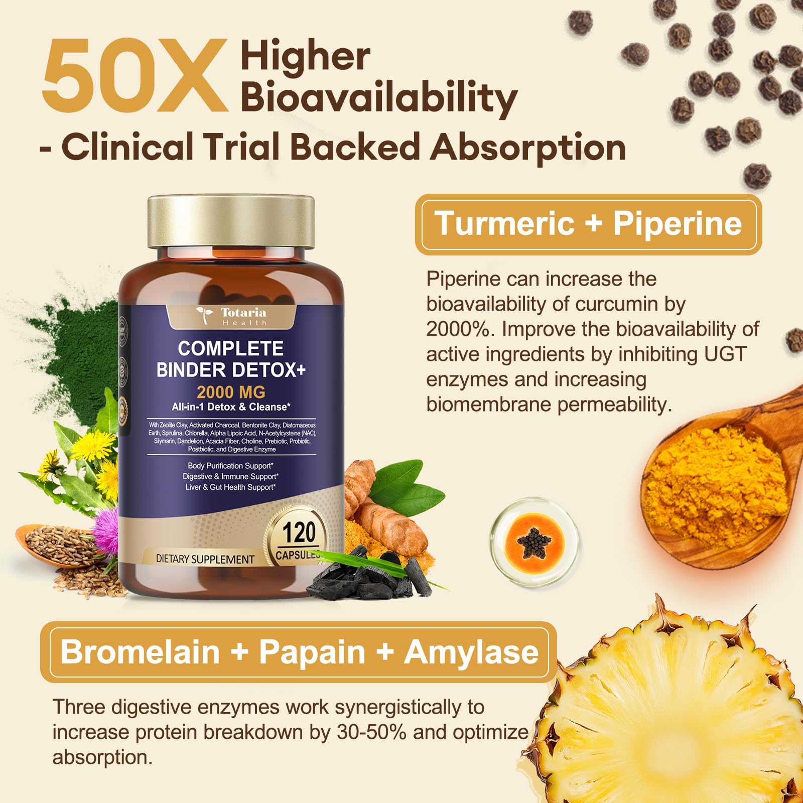 Totaria probiotic capsules indicate 5B CFU for gut balance
