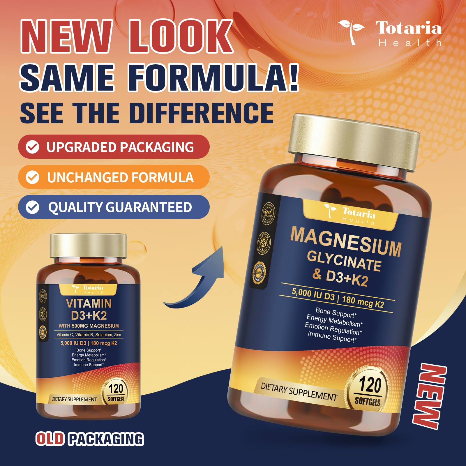 Totaria softgels closeup on label highlighting clean formulation