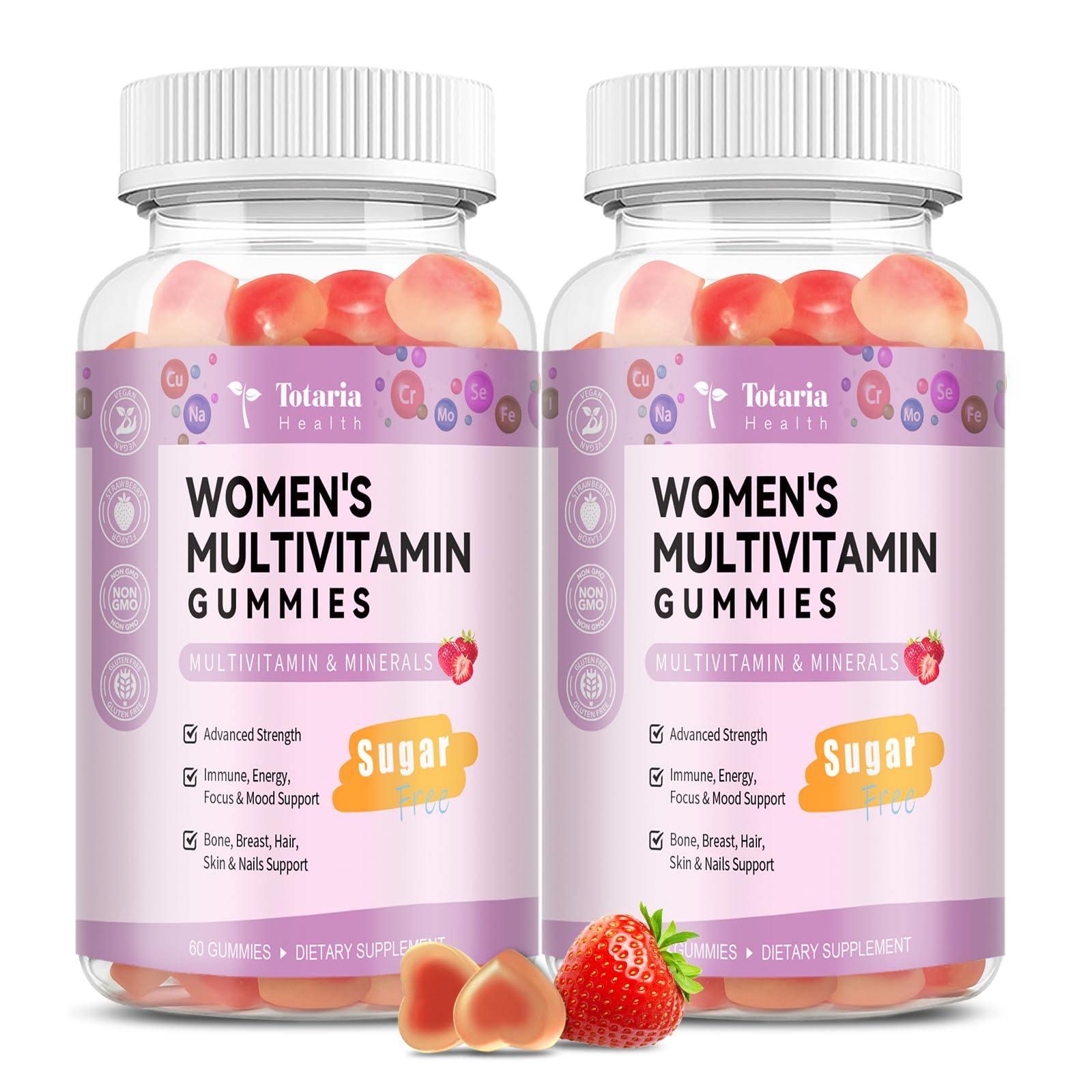 Totaria sugar-free multivitamin bottle promotes daily wellness for women.