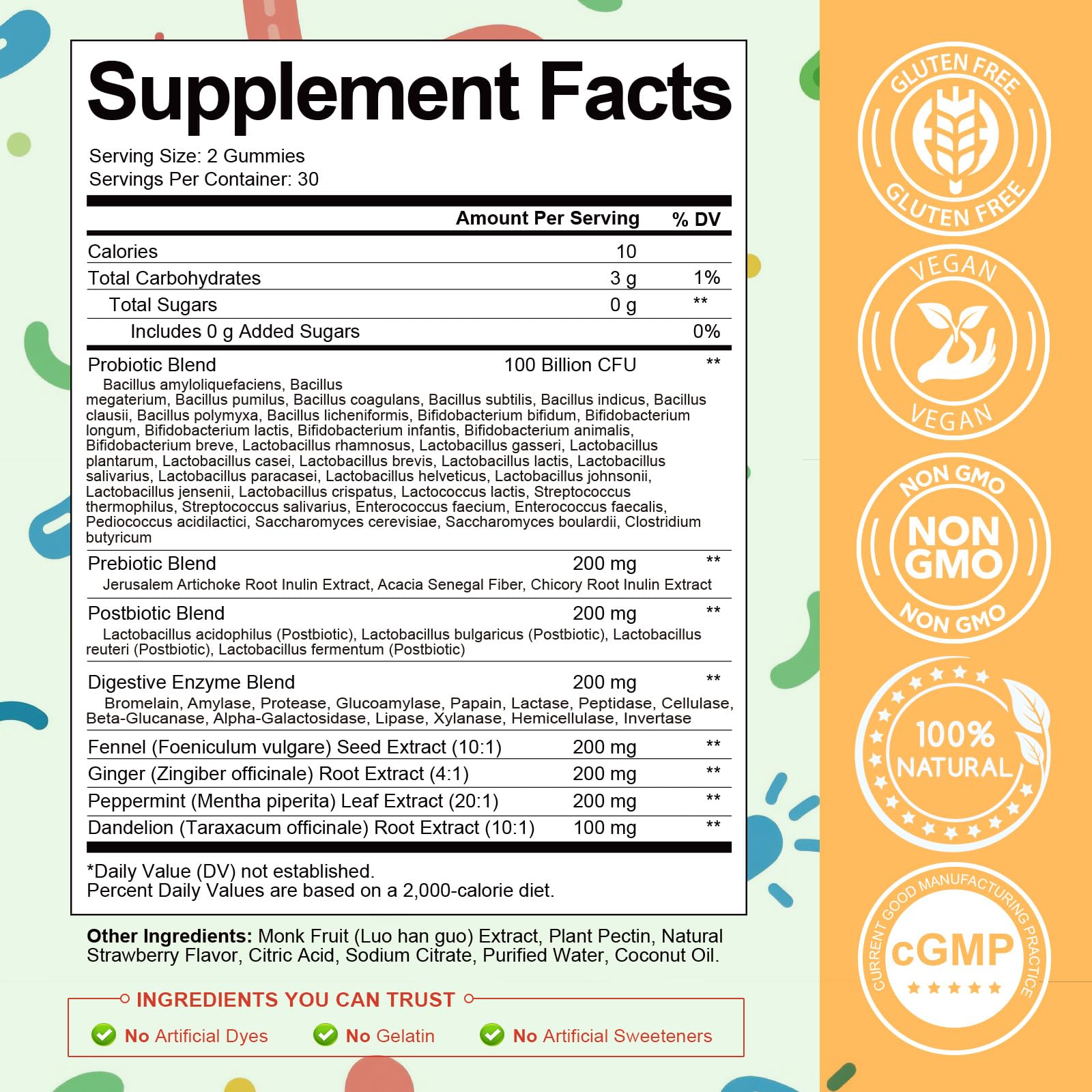 Totaria Sugar-Free 5-in-1 label info summarizes probiotic strains and enzymes.