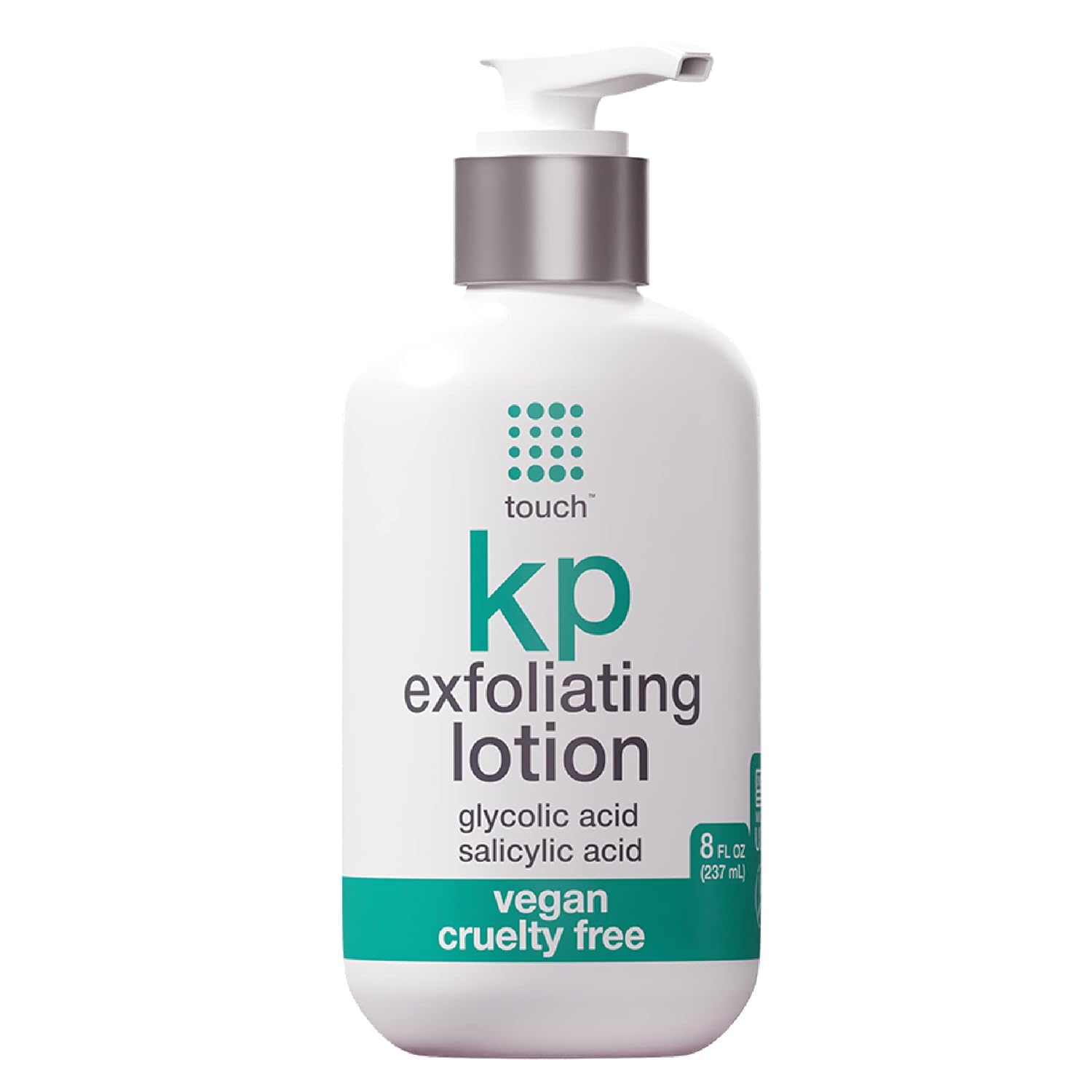 TOUCH Glycolic Acid Lotion bottle pour showing KP exfoliation action.