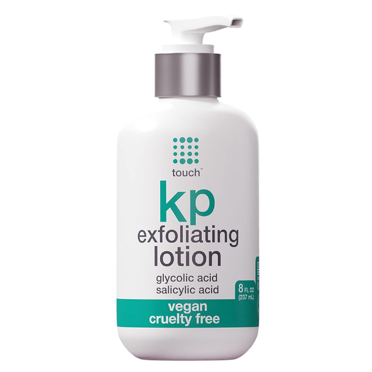 TOUCH Glycolic Acid Lotion bottle pour showing KP exfoliation action.