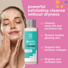 TOUCH Glycolic Face Wash foaming lather freshens skin while helping refine pores.