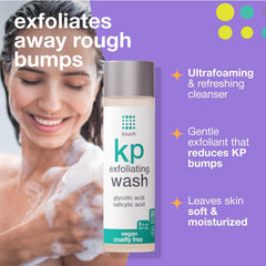 Foaming lather from TOUCH KP exfoliating wash for even, thorough application.