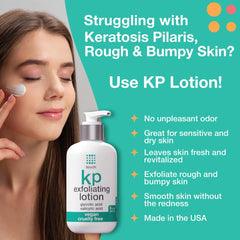 TOUCH KP Exfoliating Lotion applied on arm demonstrates smoothing texture.