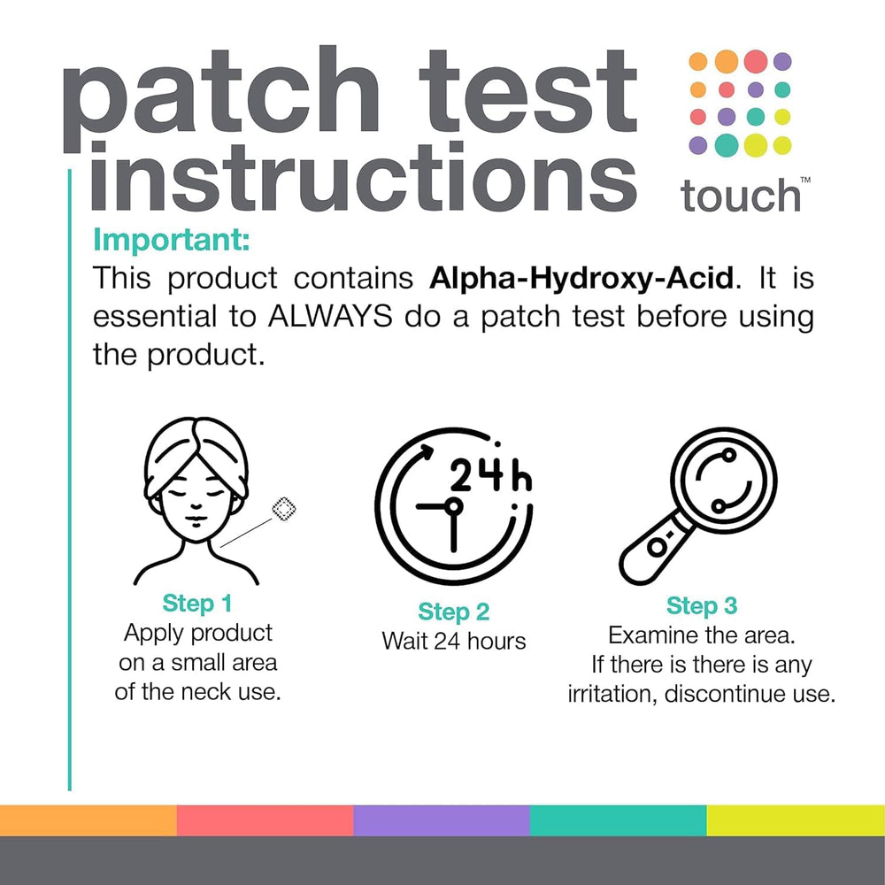 TOUCH KP exfoliating lotion massaged on dry skin for hydration.
