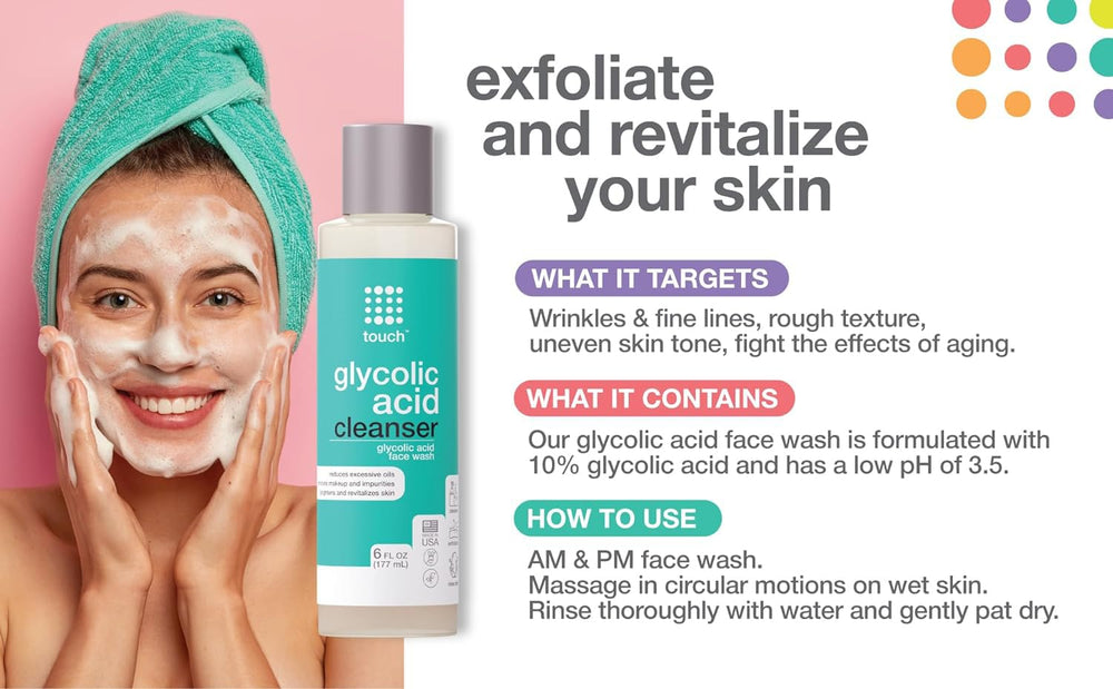 TOUCH Aloe Vera, Green Tea, and Chamomile blend for plant-based cleansing comfort.
