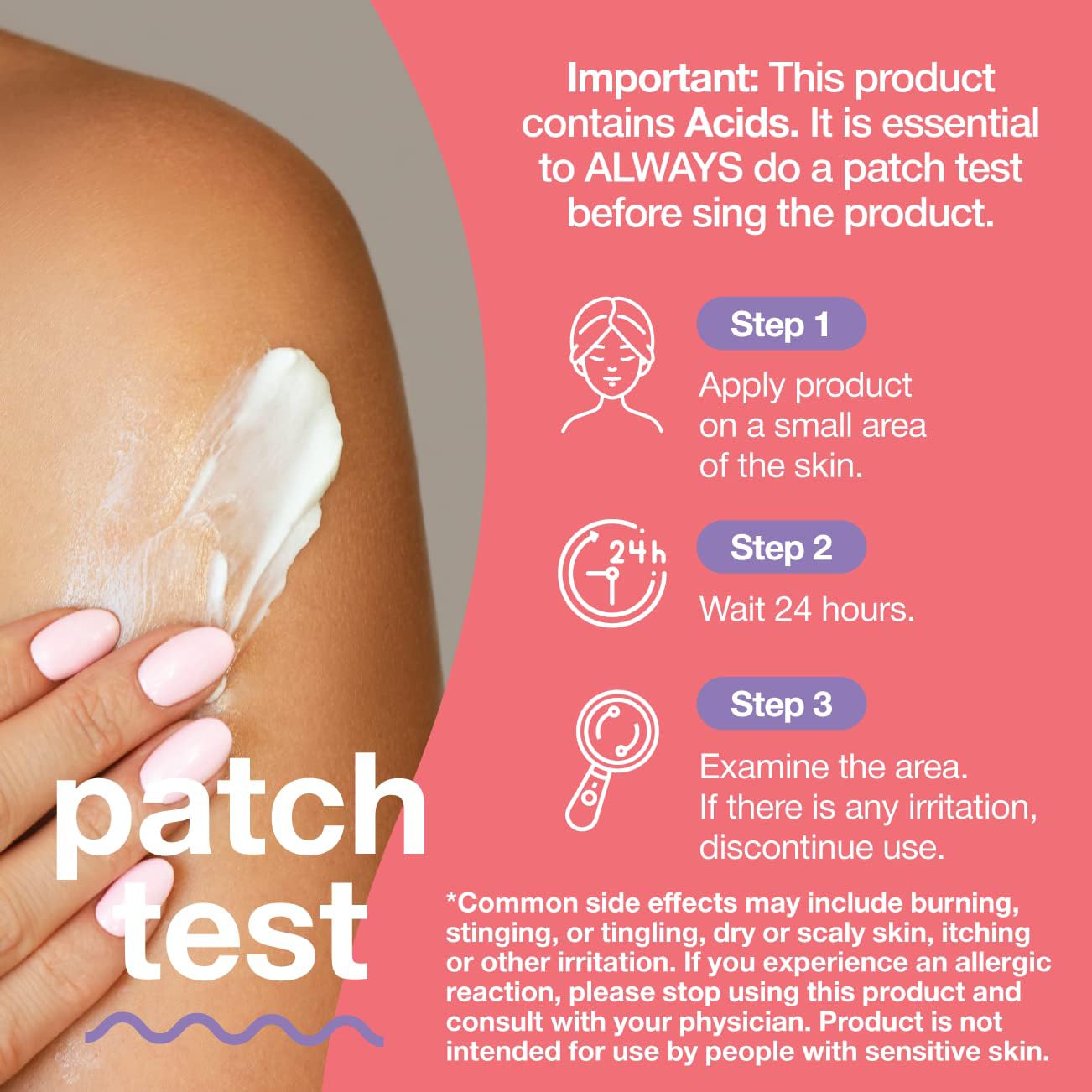 TOUCH Radiance Cream swatch on skin shows subtle brightening effect.