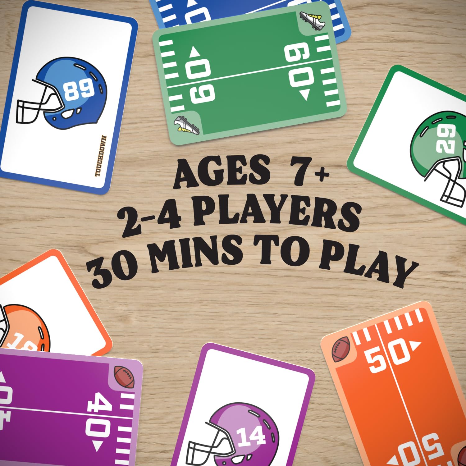 TOUCHDOWN The Card Game four colored team cards invite fast strategy and friendly competition