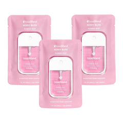 Touchland Berry Bliss Trio Set bottles, travel-friendly hydration for on-the-go sanitizing.