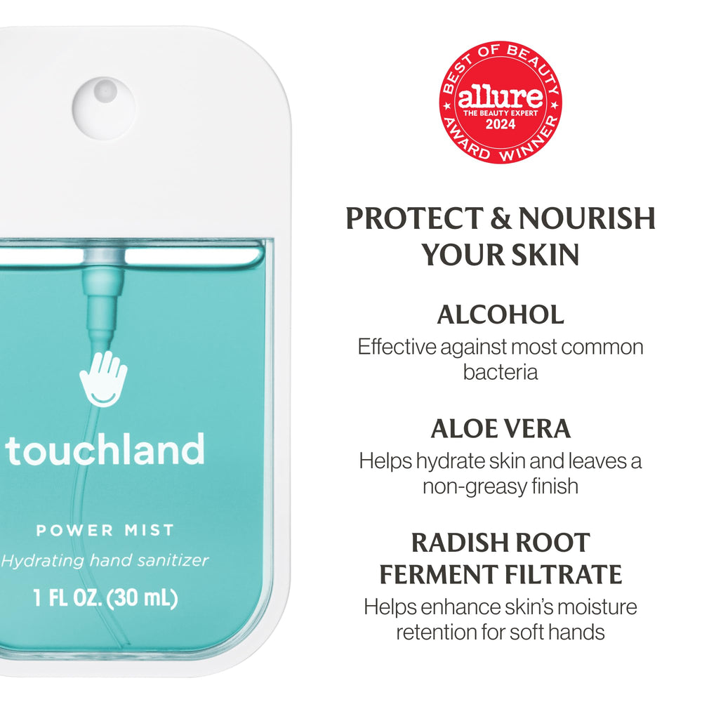 Open-dispense view of a Touchland Dream Five Set mist bottle