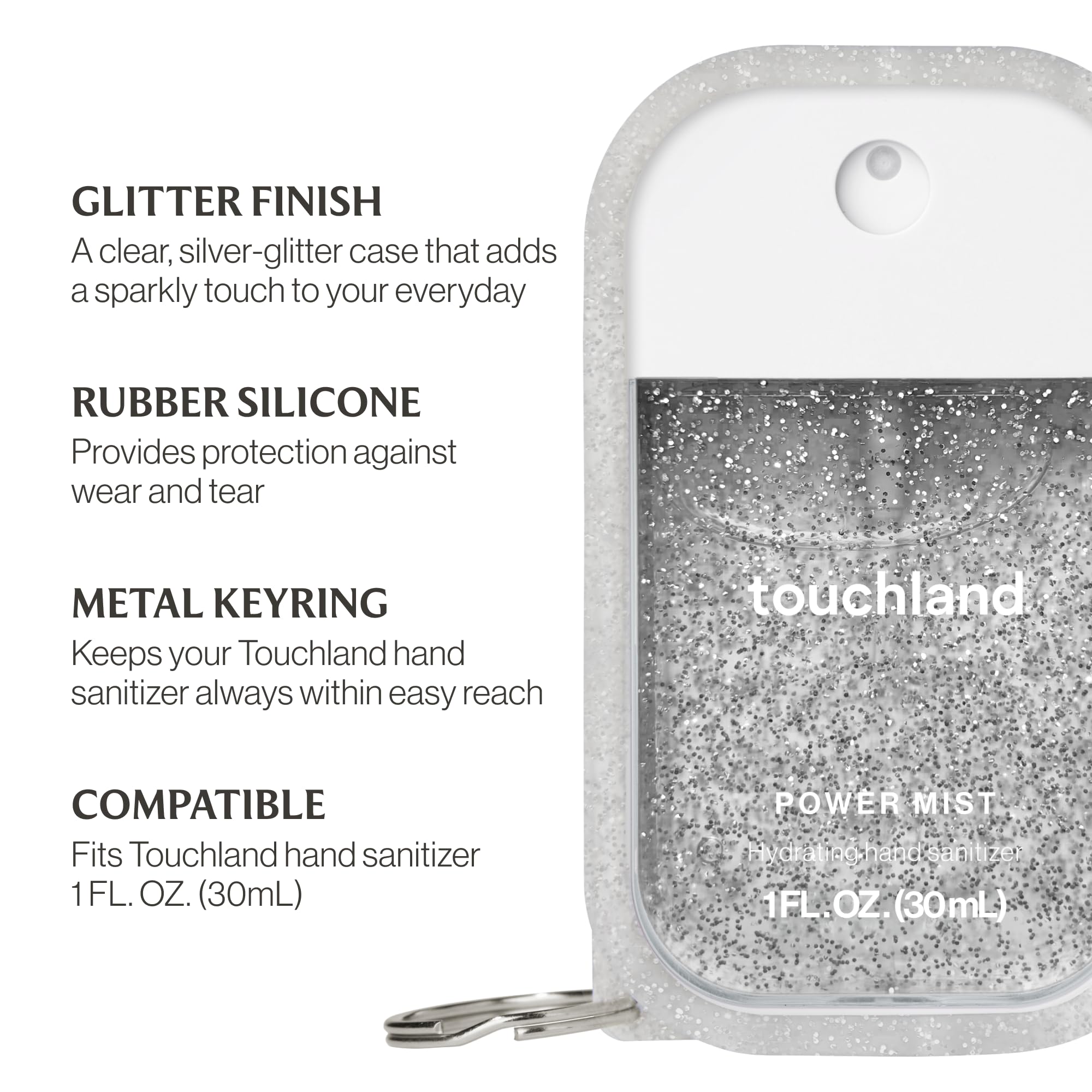 Touchland Frosted Sparkle case daily use fits in pocket or bag