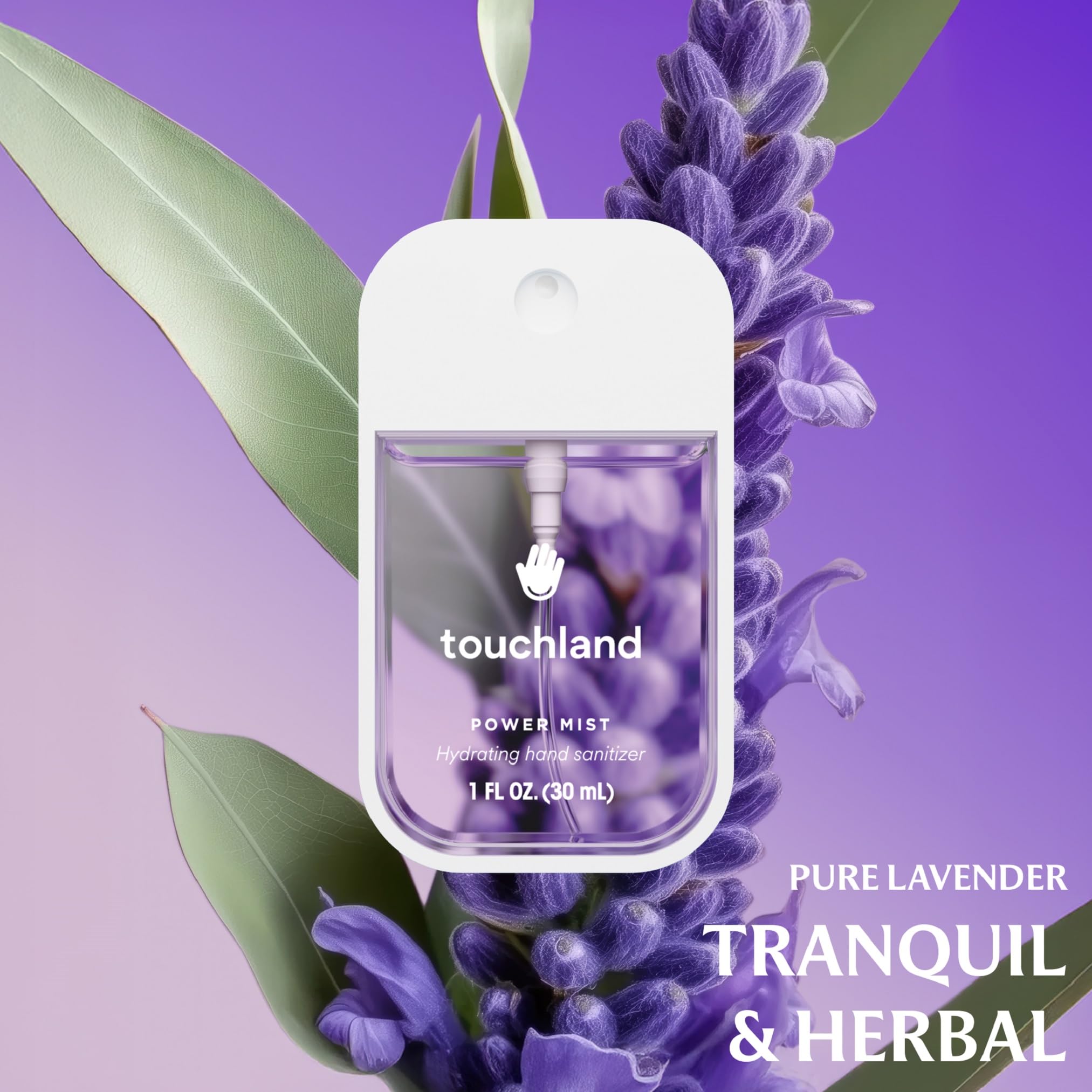Touchland Hydrating Hand Sanitizer Spray Aloe Vera hydration in travel bottle.