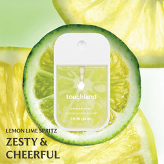 Touchland Hydrating Hand Sanitizer Spray Lemon Lime Spritz front view with zesty aroma.
