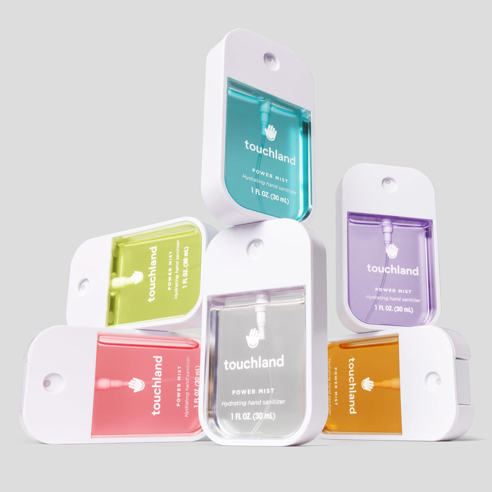 Touchland unscented hand sanitizer spray in a purse for convenient use