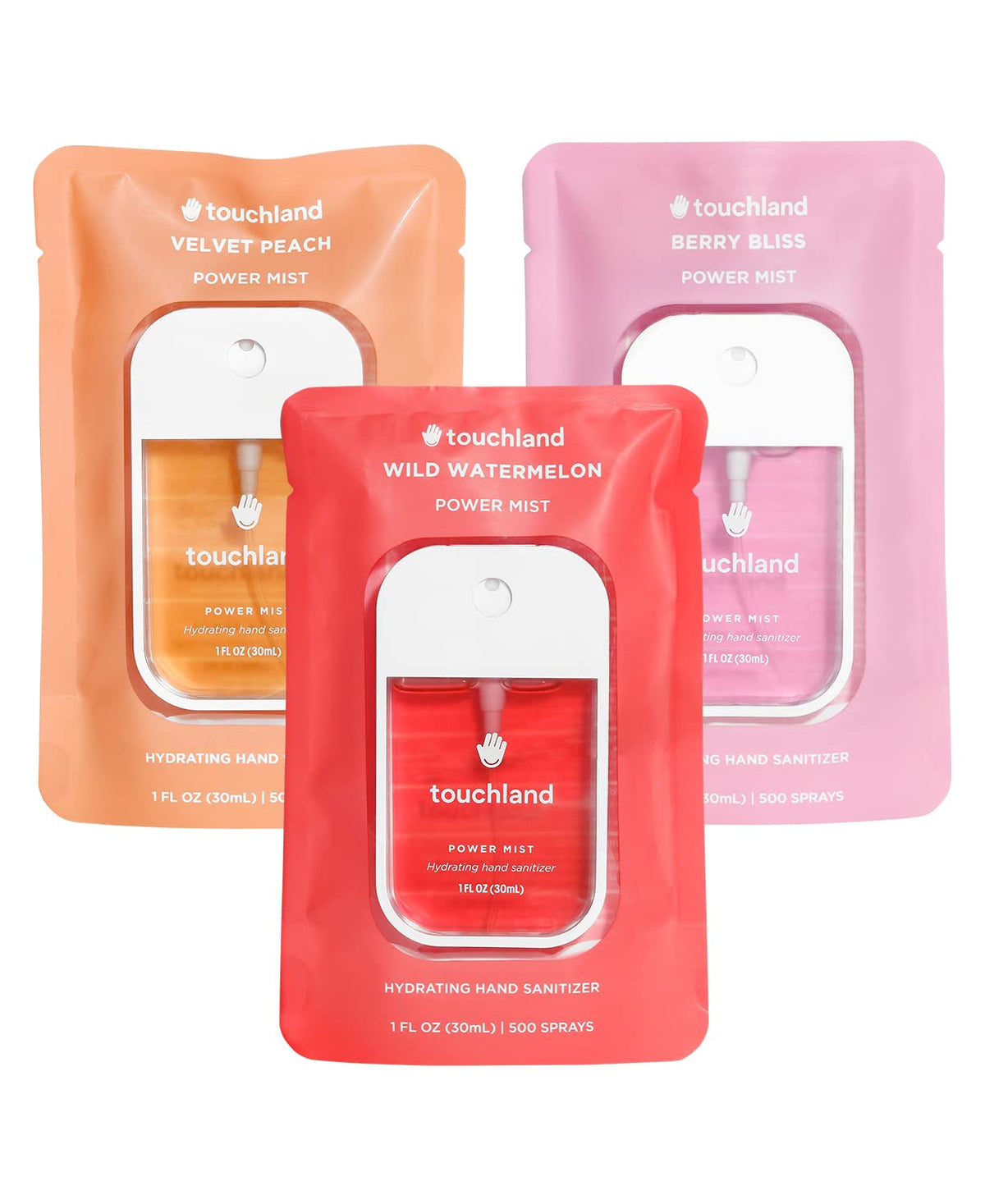 Touchland Juicy Trio Wild Watermelon bottle for on-the-go sanitizing.