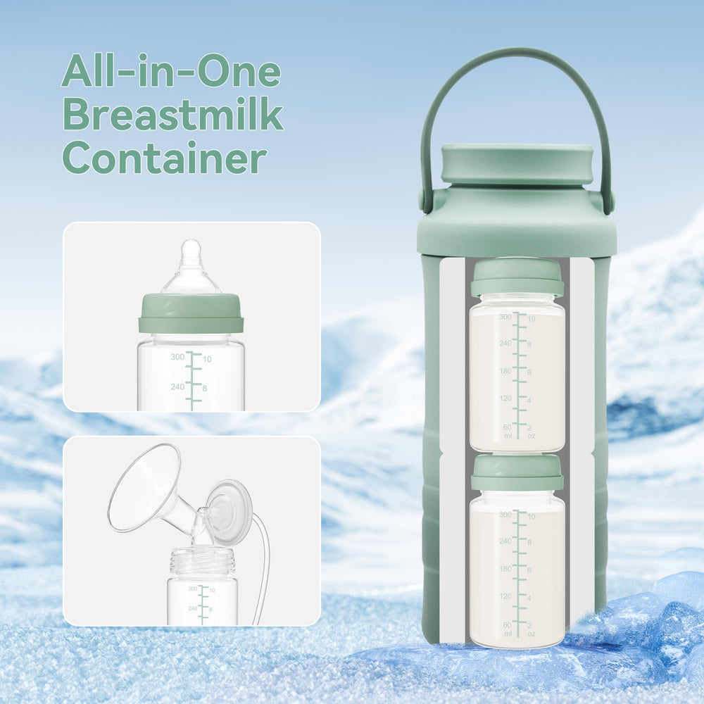 TOVVILD bottle inside a Momcozy 22oz cooler for portable storage.