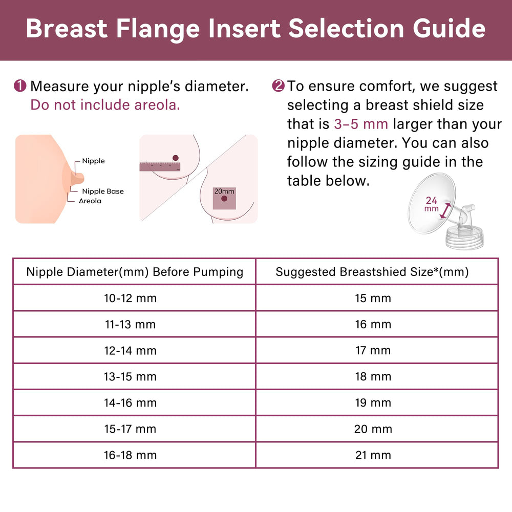 TOVVILD BPA-free silicone insert for comfortable pumping with 24mm flanges.
