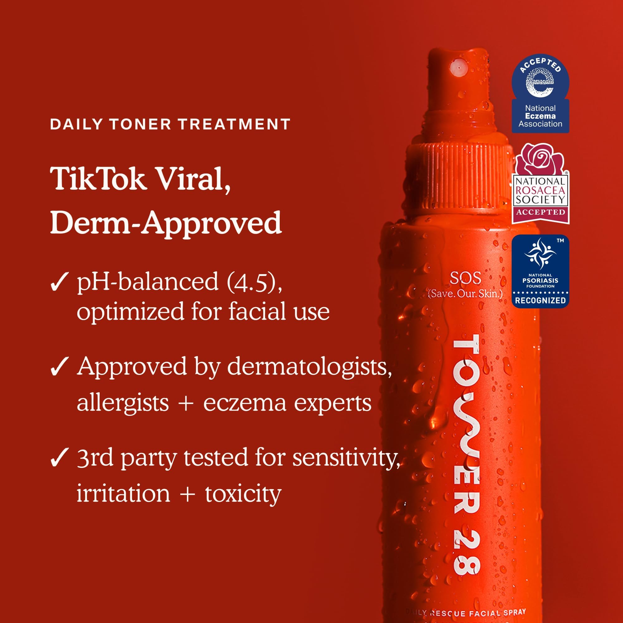 Tower 28 Jumbo SOS mist dispense in action for easy application.